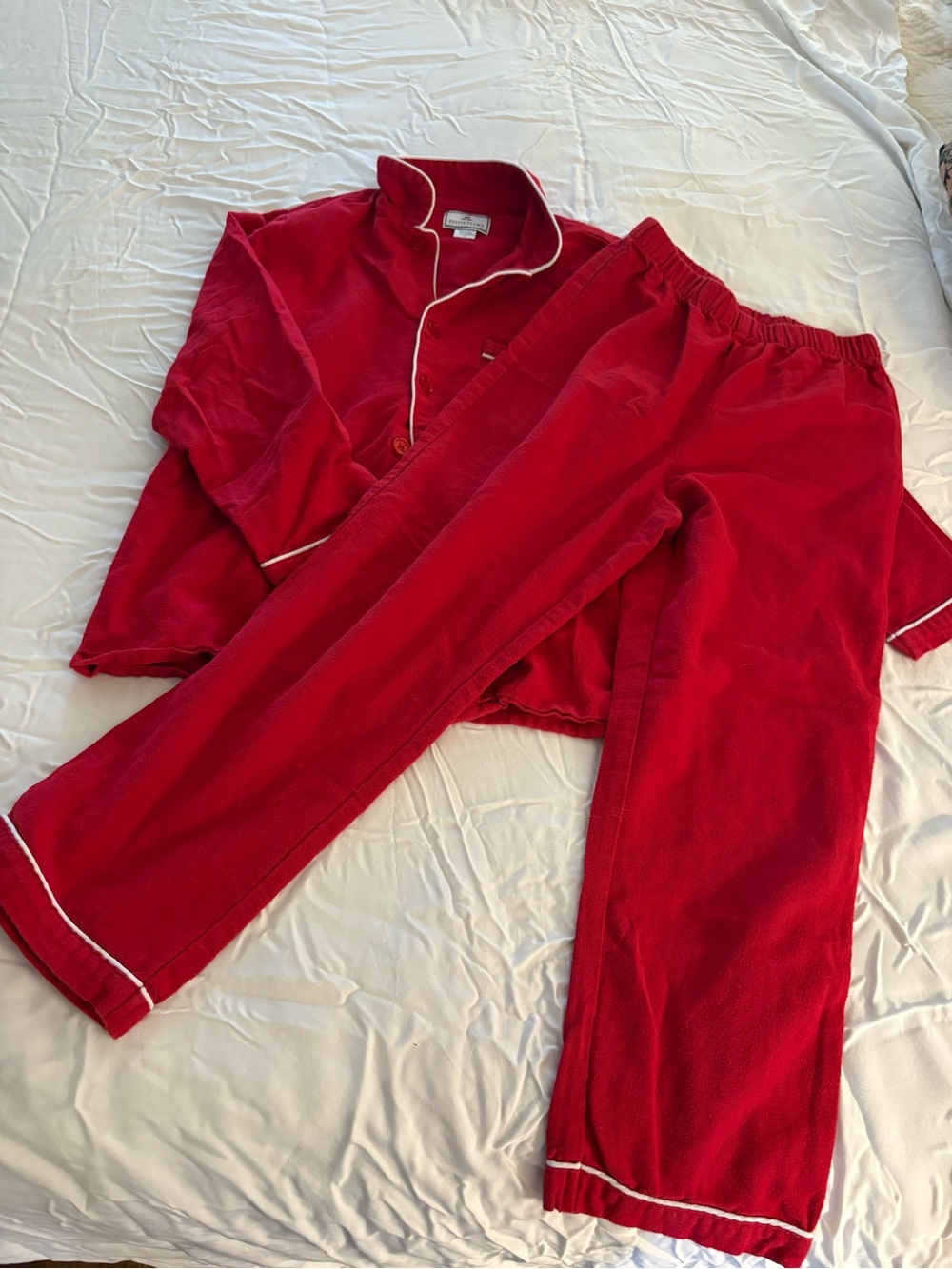 Classic Red Kids Pajama Set with Contrast Piping